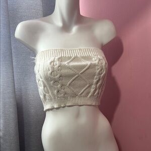 Elegant Cream Knit Tube Top